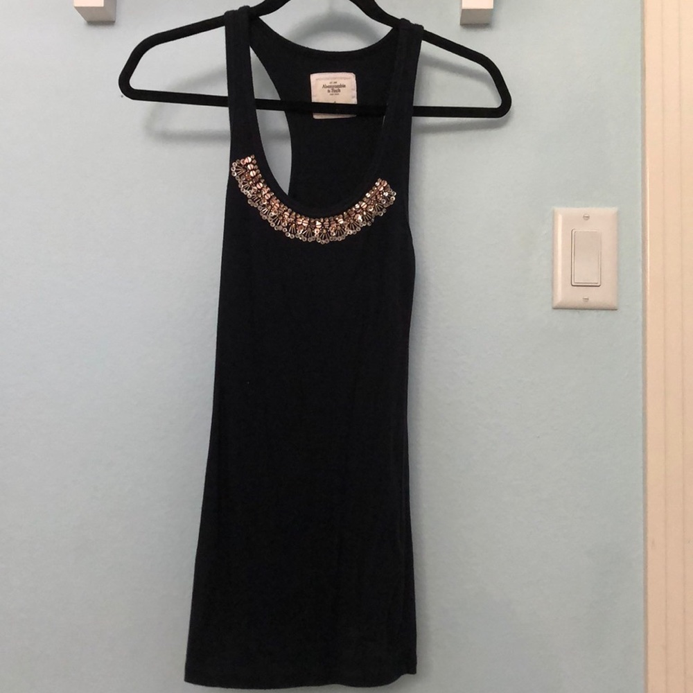 Navy Tank with Gold Sparkles